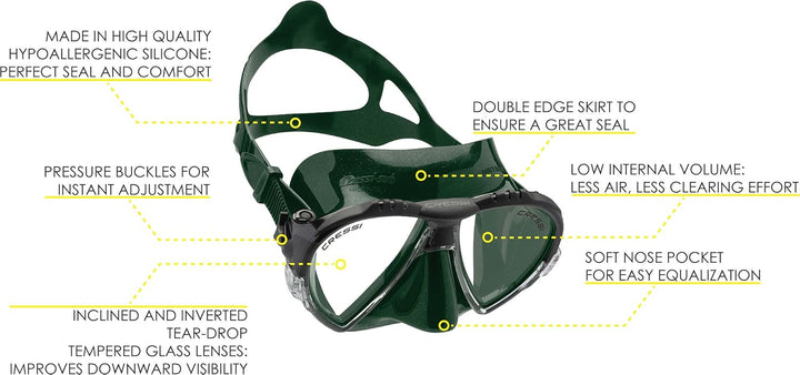 Cressi Matrix Tauchen Schnorcheln Maske Grün Einheitsgrösse Single, Grün Einheitsgrösse Single
