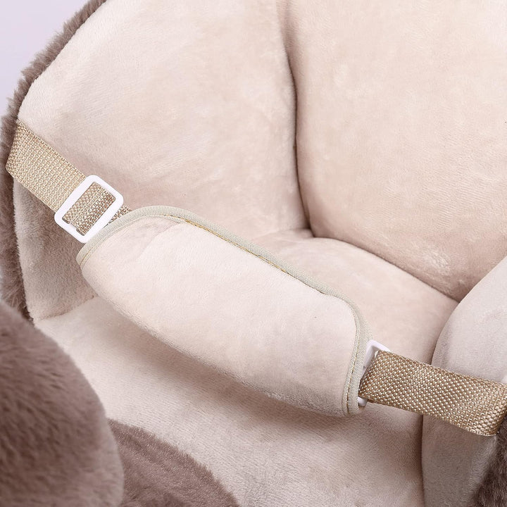 Spielwerk® Schaukeltier Faultier mit Babyfaultier inkl. Sound Effekt Sicherheitsgurt Plüsch Schaukel