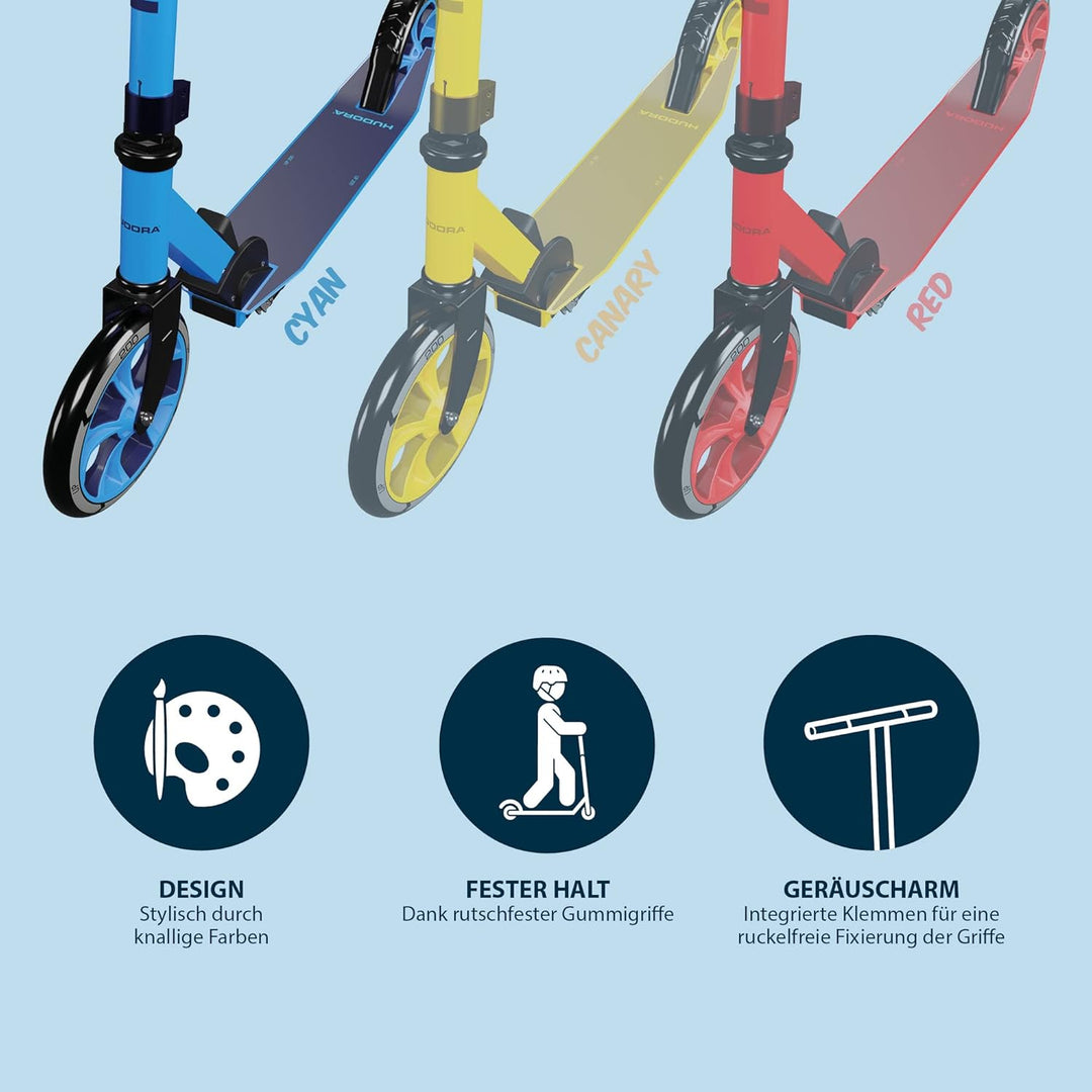 HUDORA Little BigWheel Scooter - Sicherer Aluminium-Roller für Kinder ab 3 Jahren - Höhenverstellbar