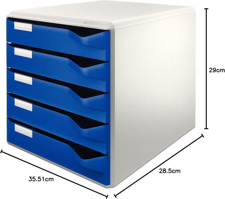 Leitz Post-Set mit 5 Schubladen, Schubladenset zur Aufbewahrung von Dokumenten und Büromaterialien,