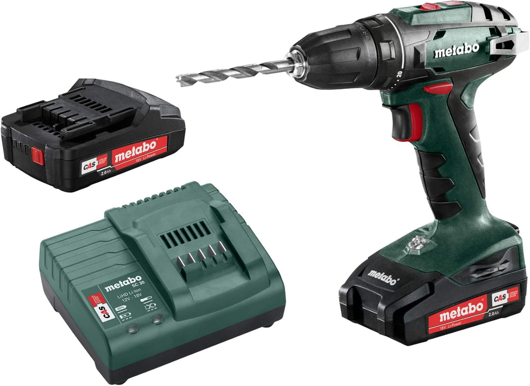 Metabo Akku-Bohrschrauber BS 18 Set (602207880) 18V 2x Li-Ion; Ladegerät SC 30; Kunststoffkoffer; Mo