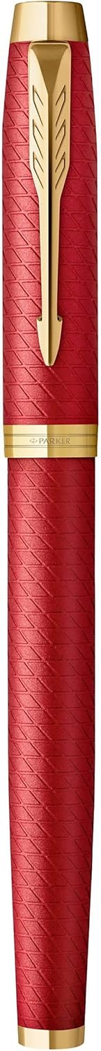 Parker IM Rollerball Tintenroller | Rote Premiumlackierung mit goldenen Zierteilen | Feine Schreibsp