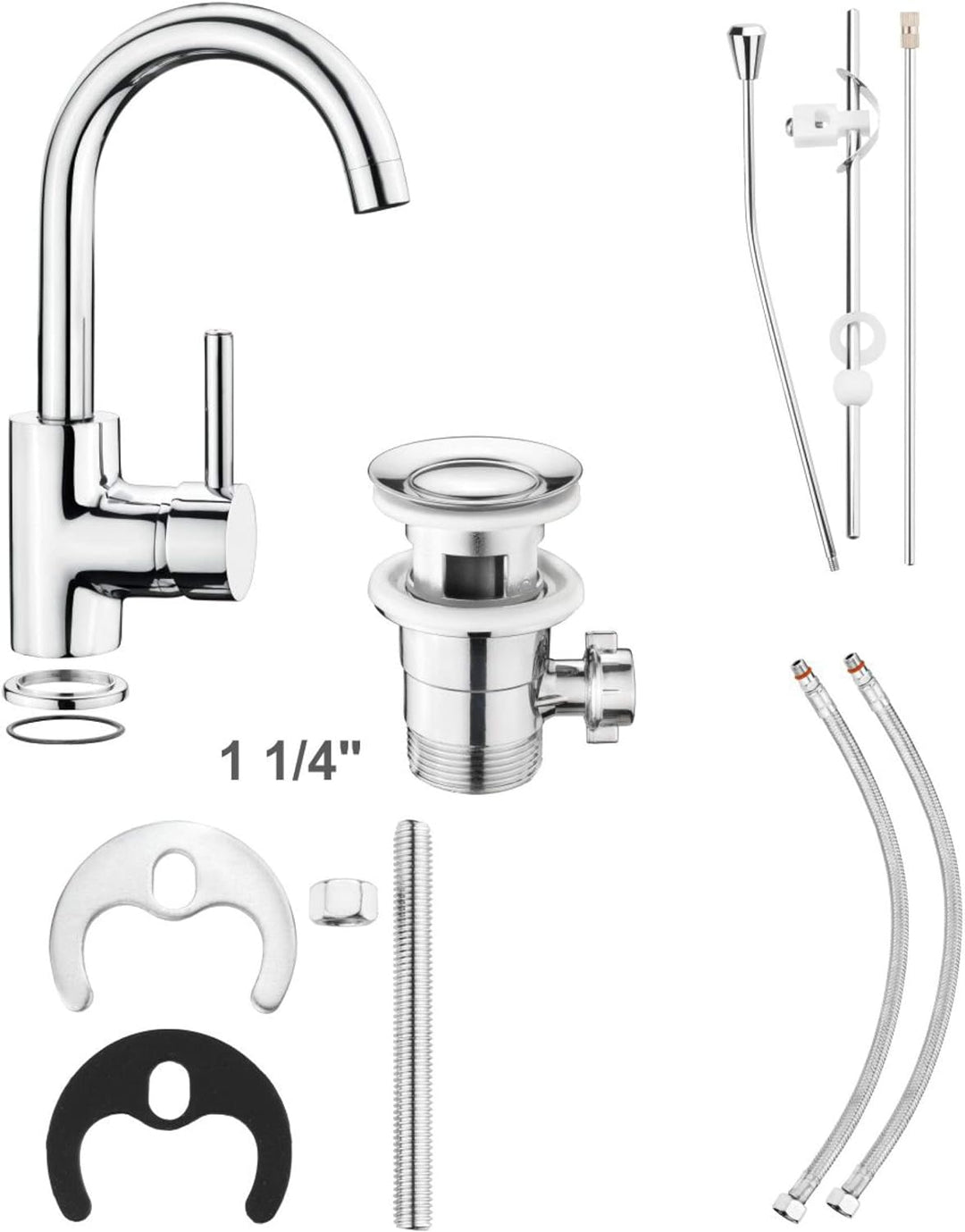 Cornat Waschtisch-Einhebelarmatur "Fiora" - Verchromter Messingkörper - Hohe Auslaufhöhe - Schwenkba