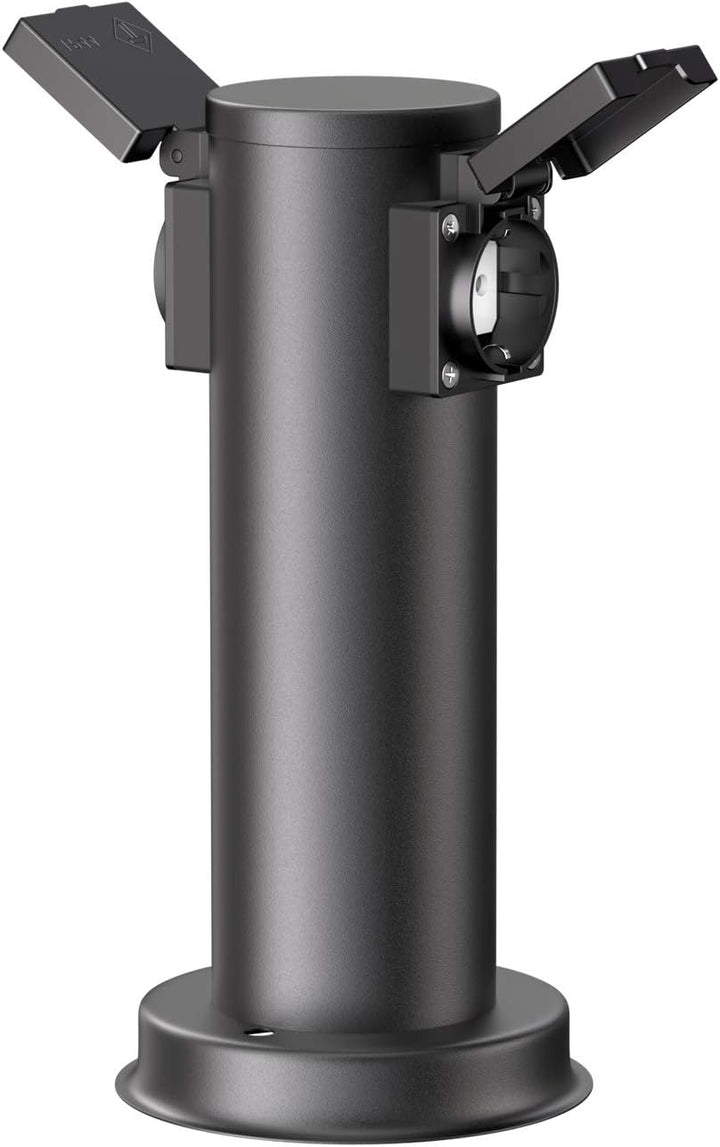 ledscom.de Garten-Steckdosen-Säule PORU mit Erdspiess und 2m Kabel für aussen, 2-Fach, Edelstahl, sc