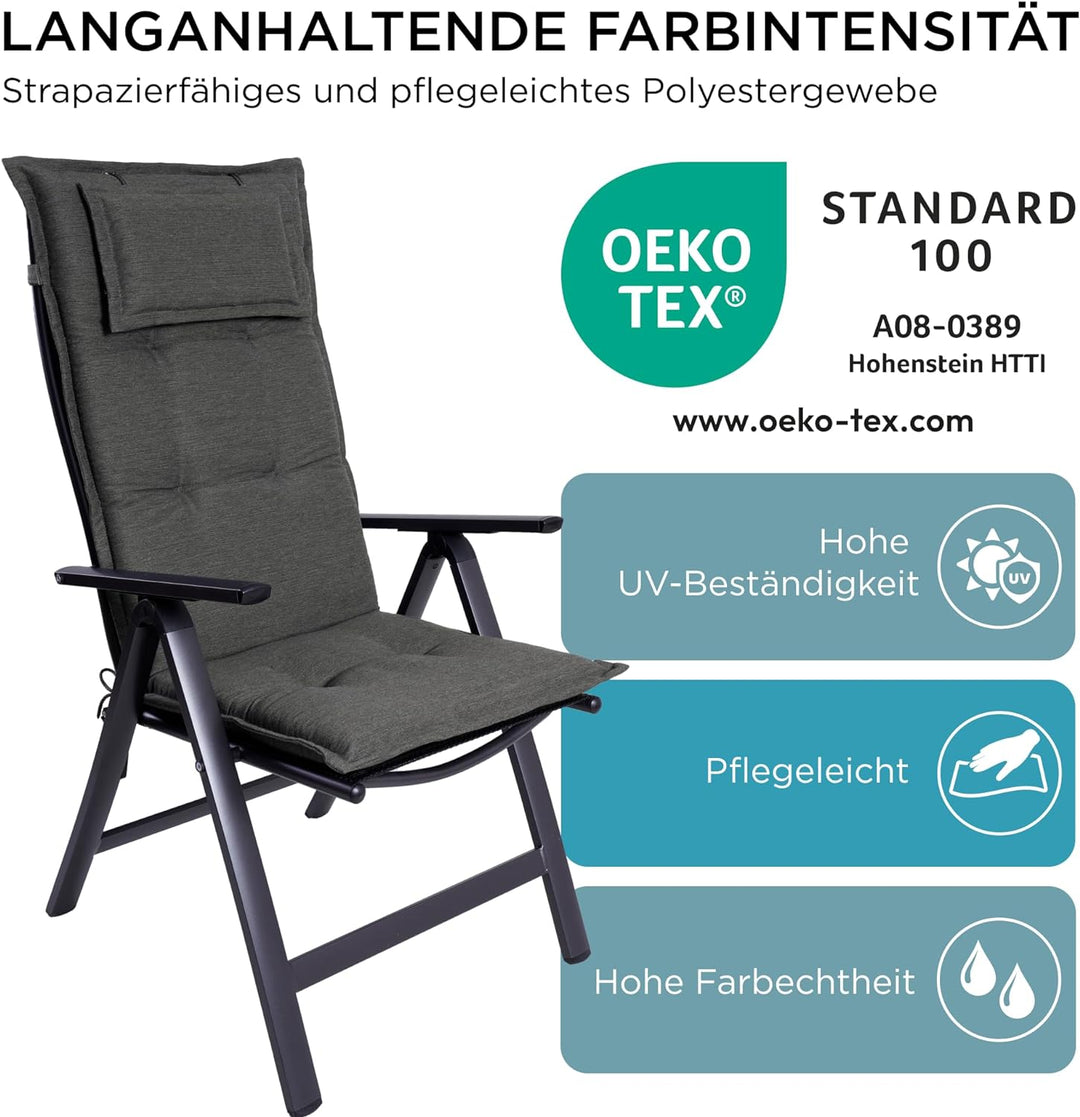 gardisun Gartenstuhlauflagen Hochlehner mit Kopfteil I Extra Dicke Sitzauflagen I Made in Europe I P
