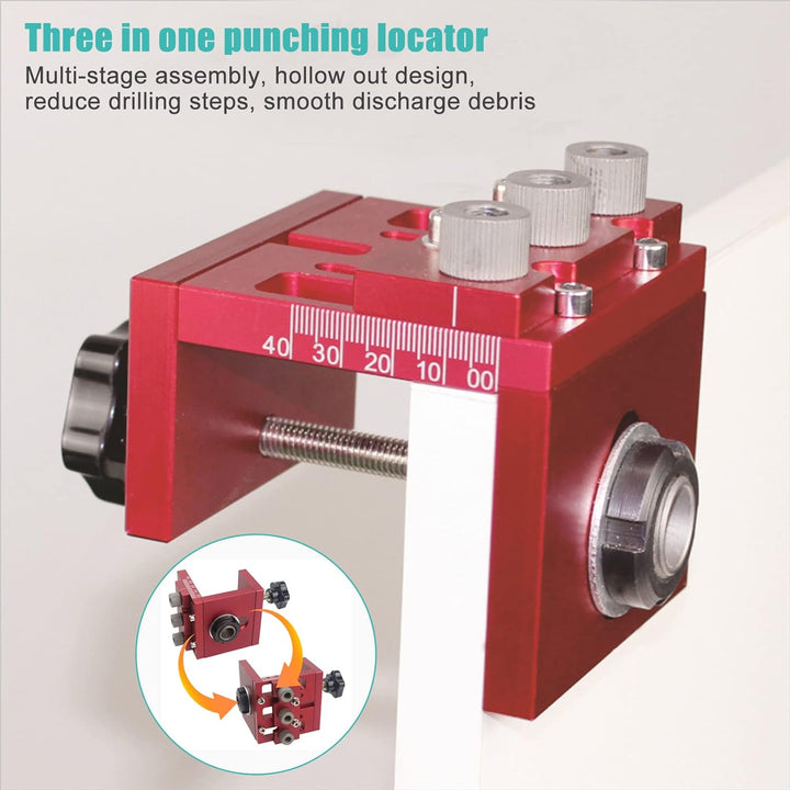 Pocket Hole Jig Set,CEIEVER 4 in 1 Taschenloch Bohrschablone Multifunktion Bohrer-Locator mit Positi