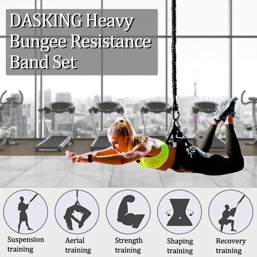 DASKING Heavy Bungee Band Set, Air Yoga Widerstand Bungee Stretch Gürtel, 4D Bungee Tanzseil, Exerci