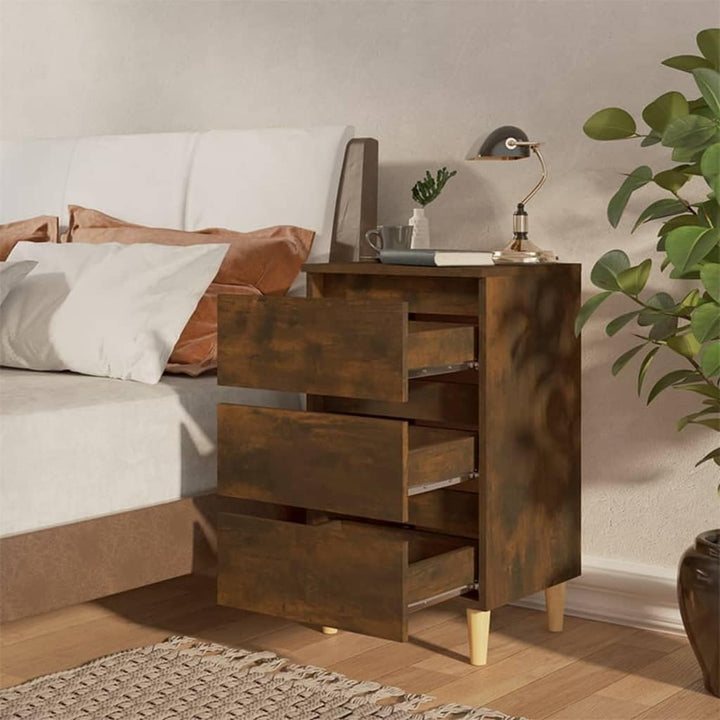 FIRBNUS Bedside Table Nachtkonsole Beistelltisch mit Stauraum Night Stand Nachttisch mit Massivholz-
