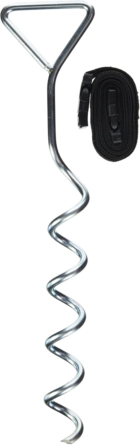 HUDORA Bodenanker Set 4x schwarze 1700mm Gurte 4x Spiralhaken ohne Ring, 4x schwarze 1700mm Gurte 4x