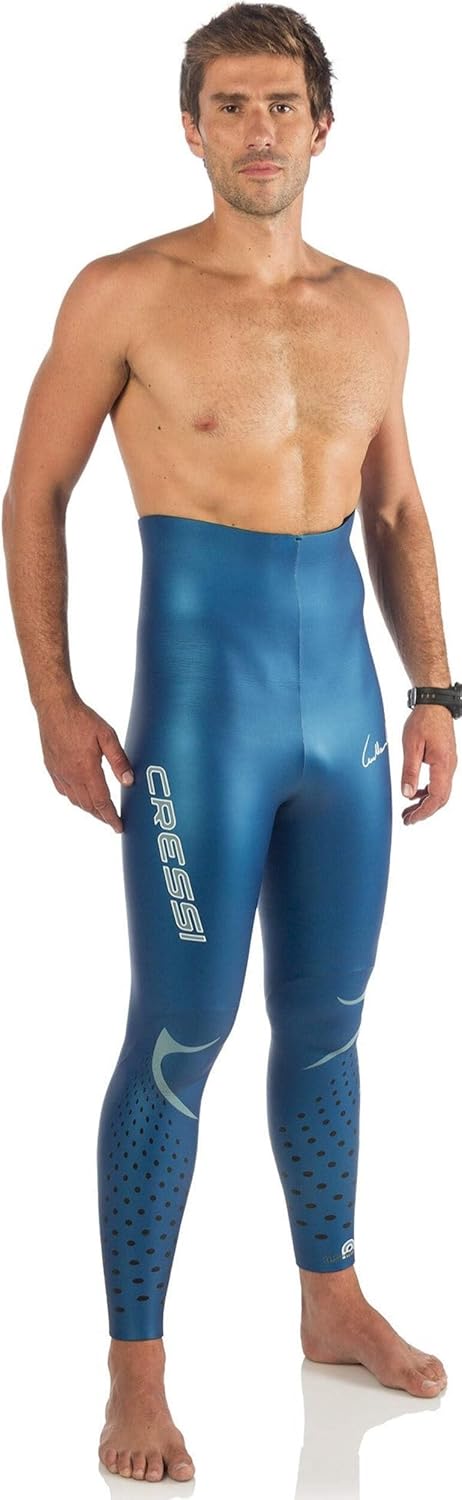 Cressi Free Man - Herren Apnoe-Neoprenanzug aus 3,5 mm glattem Neopren, Metallisch Blaue Farbe, L