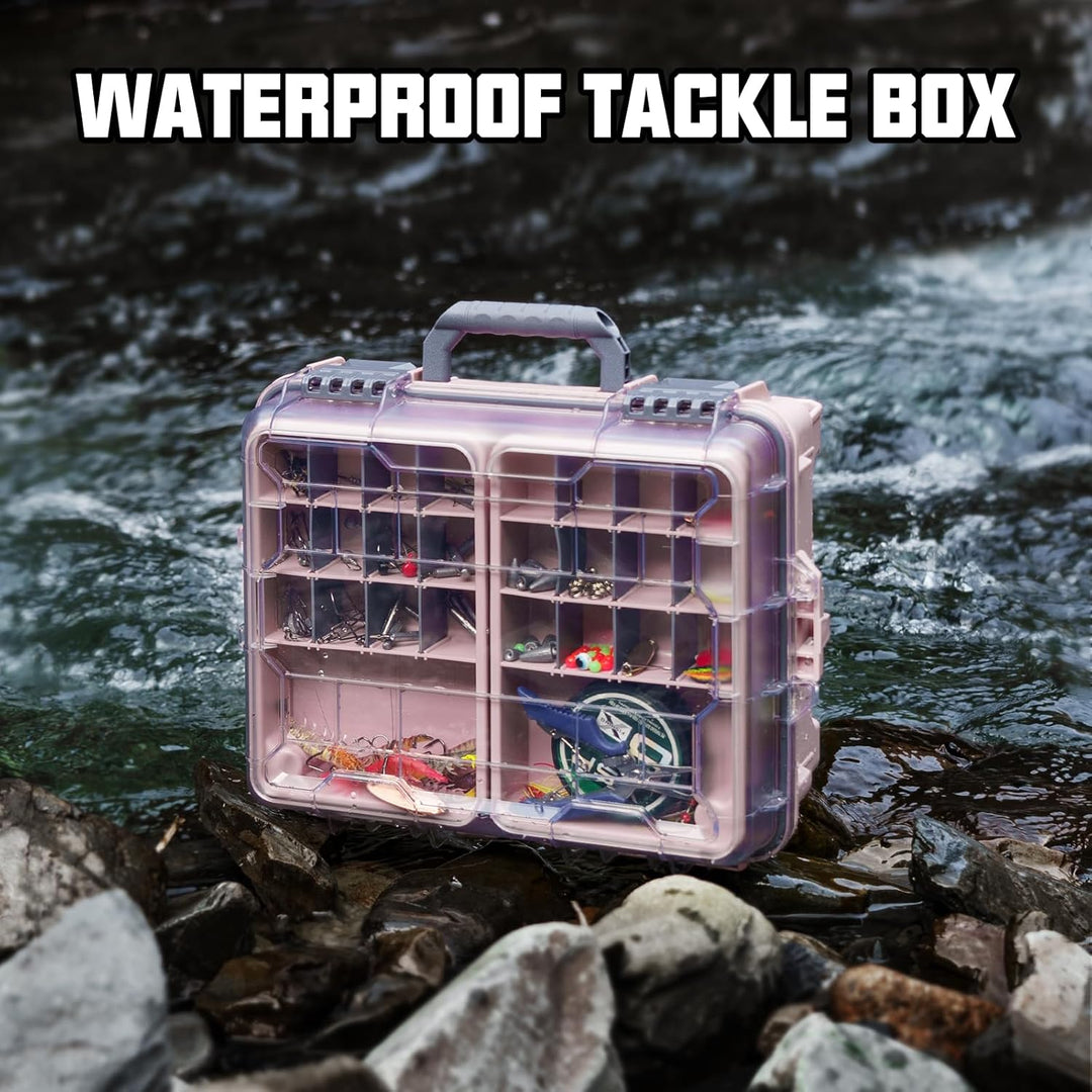 THKFISH Wasserdichter Angelkoffer, Angelköder Box, Angelwerkzeugkiste, Tragbare Angelbox mit zwei 35
