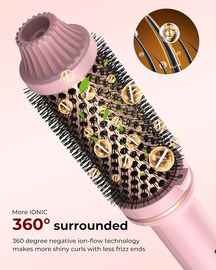 Thermal Brush 38mm,Thermobürste, 3 IN 1 Lockenbürste LCD-Anzeige 120-210℃, Heisse Bürste Erzeugt Wur