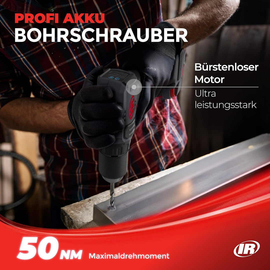Ingersoll Rand D3141-K22-EU IQV20 Akku-Bohrschrauber 20V Bürstenloser Motor, Hohe Leistung, Langlebi