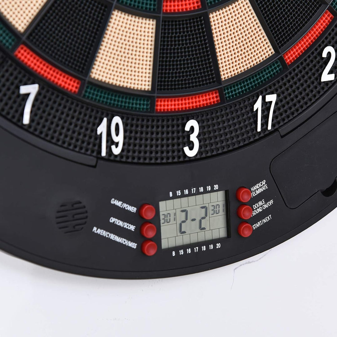HOMCOM Elektronische Dartscheibe mit Tür Soundeffekte Dartboard Dart-Set mit automatische Wertung 6