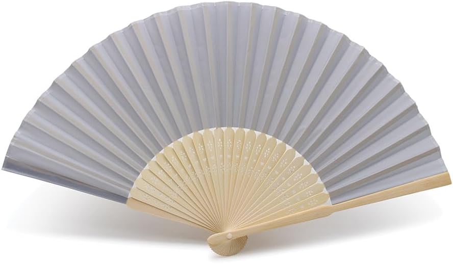 OLILLY - 50 hochwertige Fächer aus grauem Stoff und Bambus (grau, 50 Fächer) Grau 50 Eventails, Grau
