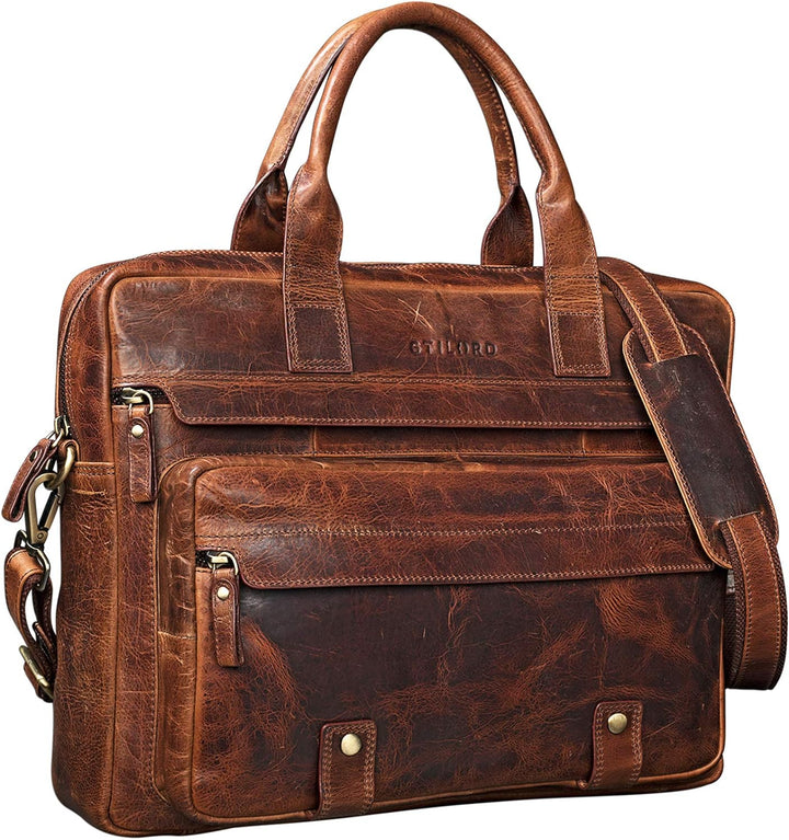 STILORD 'Leander' Umhängetasche Leder Gross Arbeitstasche Aktentasche Business Herren und Damen 15.6