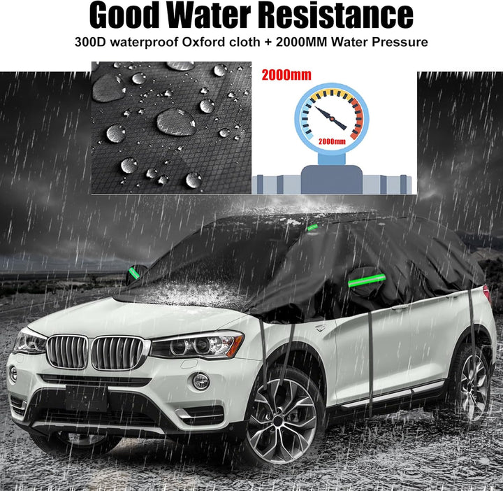 Opaltool Auto Schwarzes Halbgarage für BMW X3 2003-2024, SWB 300D Soft Windschutzscheibe Abdeckung H