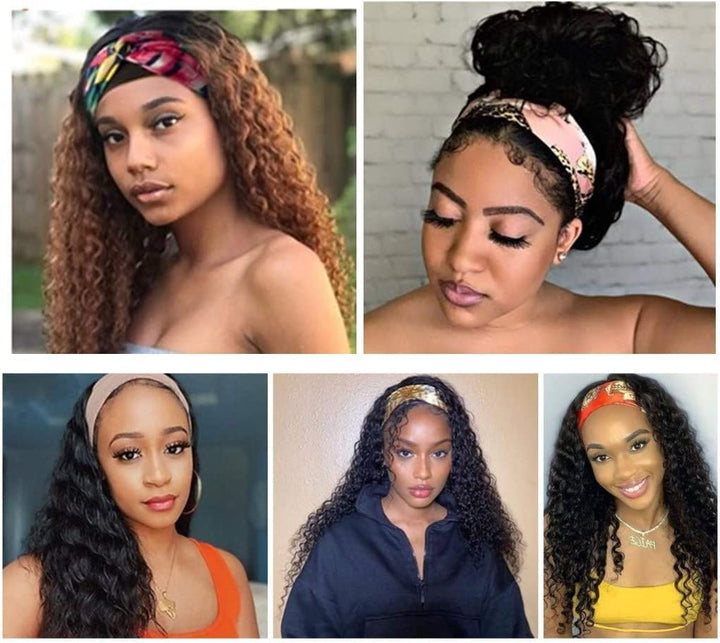 Stirnband Perücke Human Hair Deep Curly Stirnband Perücken Human Hair Leimlose für schwarze Frauen15