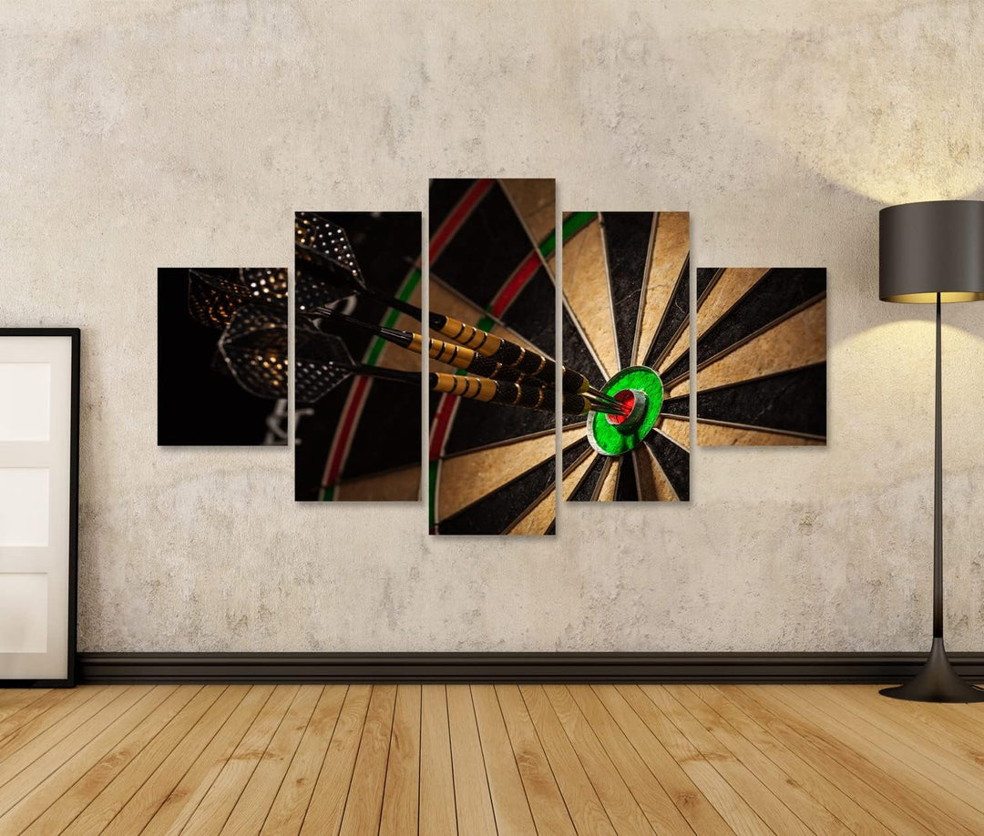 islandburner Bild auf Leinwand Drei Darts Bulls Eye Bilder Wandbilder Poster Leinwand 170x80cm - 5 T