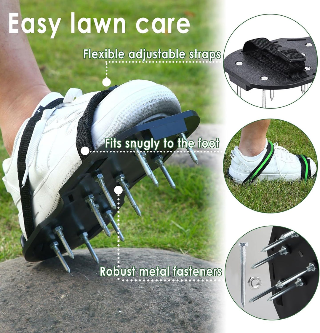 XiXiRan Rasenbelüfter Stiefel,Schwarz Rasenbelüfter Schuhe mit Nägeln,Rasen Garten Belüfter Schuhe,R