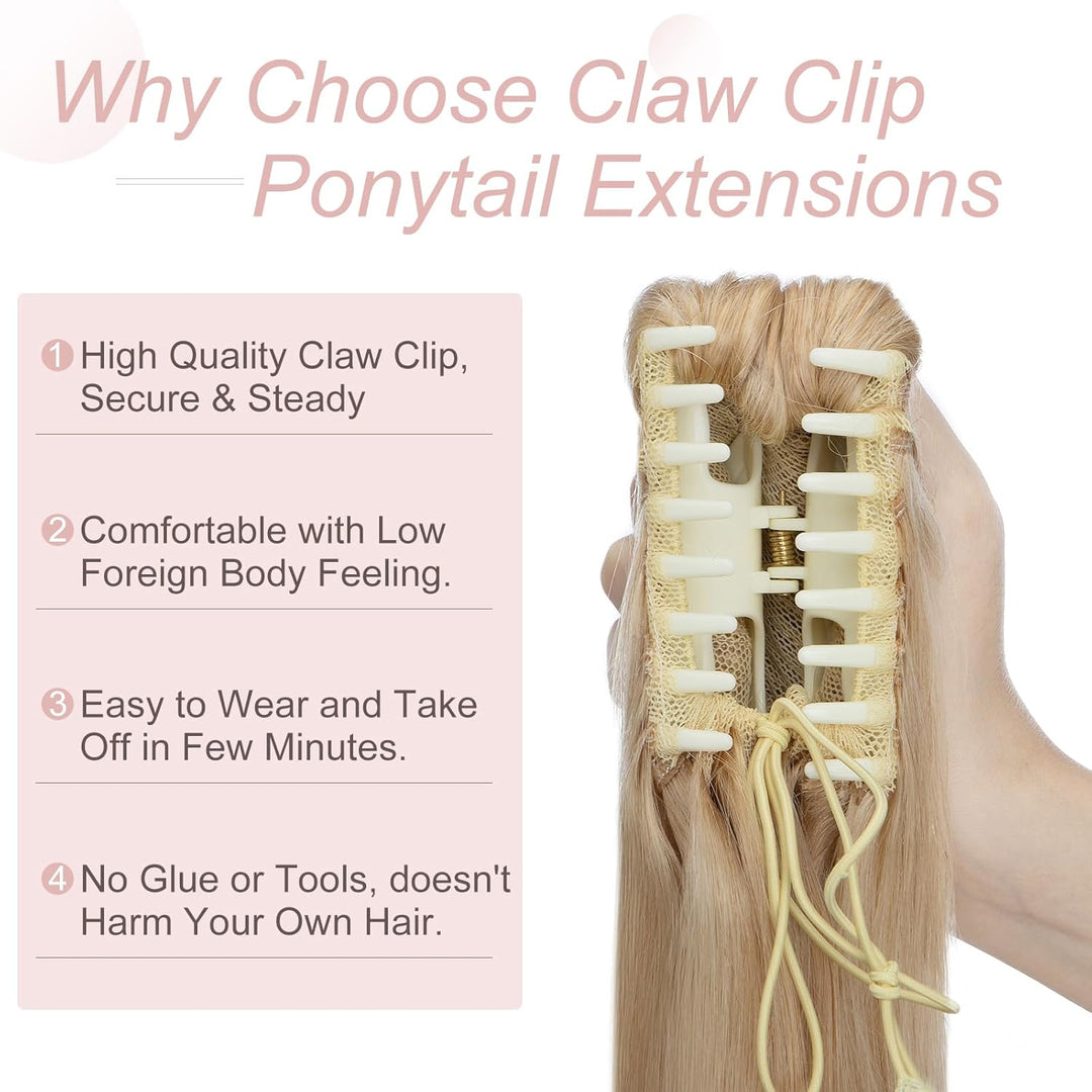 Silk-co Pferdeschwanz Extensions Echthaar Haarteile Echthaar Glatt Zopf Haarverlängerung Claw Haarte