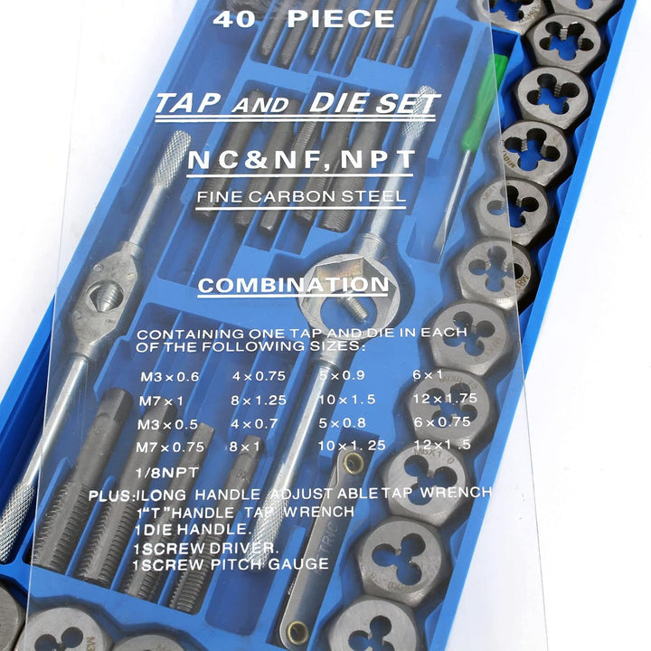 XPOtool Gewindeschneider Set 40-teilig, M3-M12, Gewindebohrer und Schneideisen für Innen- und Aussen
