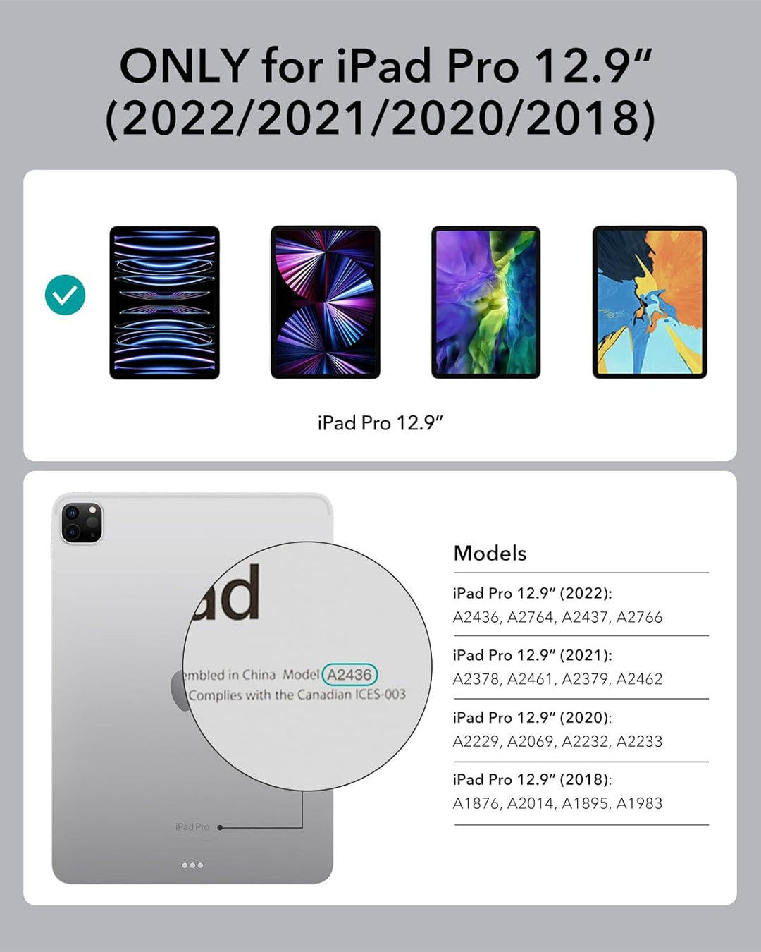 ESR Magnetische Keyboard Hülle, iPad Tastatur Hülle für iPad Pro 12.9 2022, magnetischer Ständer, Po