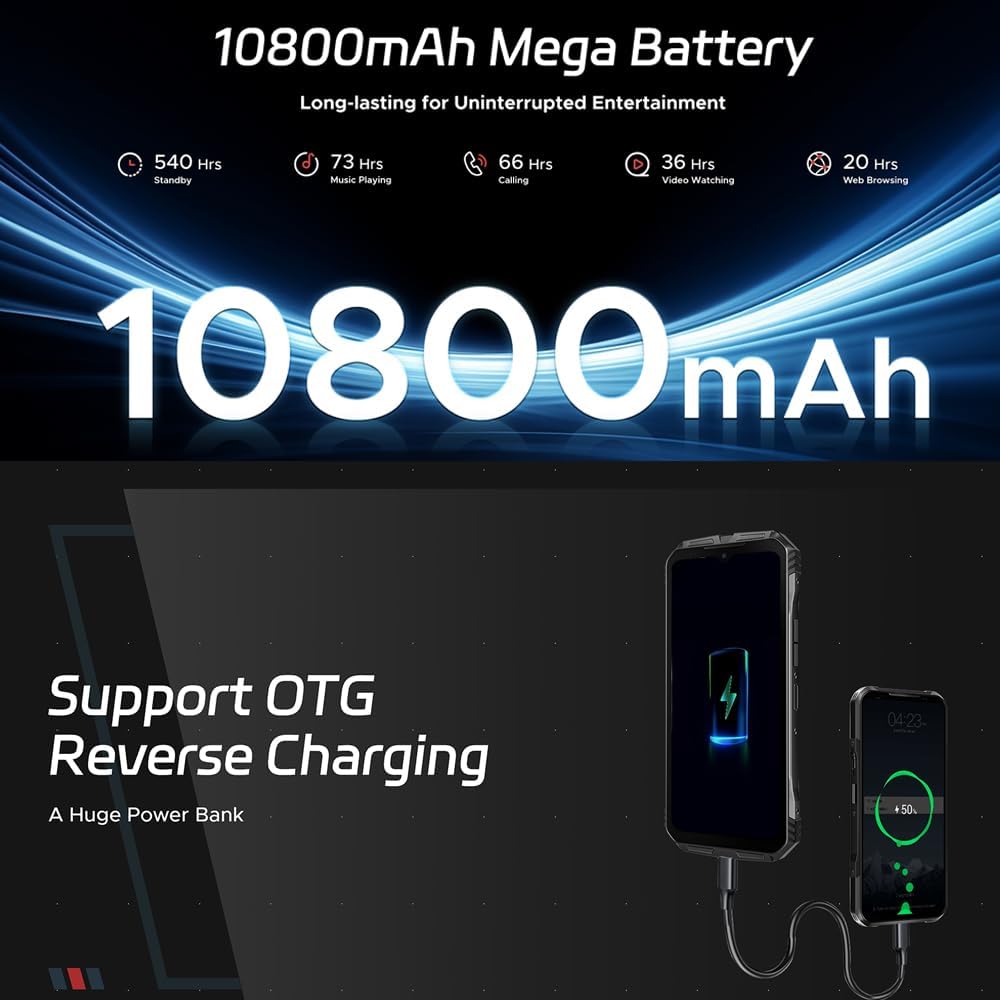DOOGEE S Cyber Rugged Smartphone ohne Vertrag (2024), 10800mAh Akku / 33W Simlockfreie Handys, 20GB