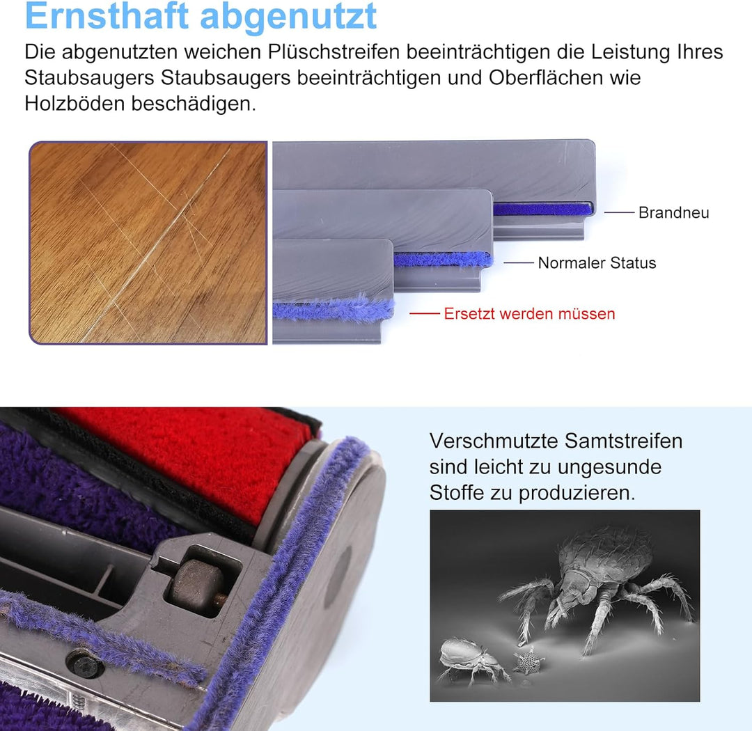 Rad Rollen Weichen Plüschstreifen Ersatz für Dyson V6 V7 V8 V10 V11 Staubsauger Ersatzteile Soft Rol