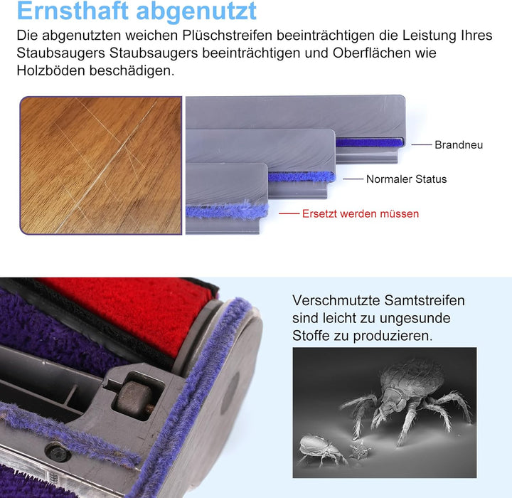 Rad Rollen Weichen Plüschstreifen Ersatz für Dyson V6 V7 V8 V10 V11 Staubsauger Ersatzteile Soft Rol