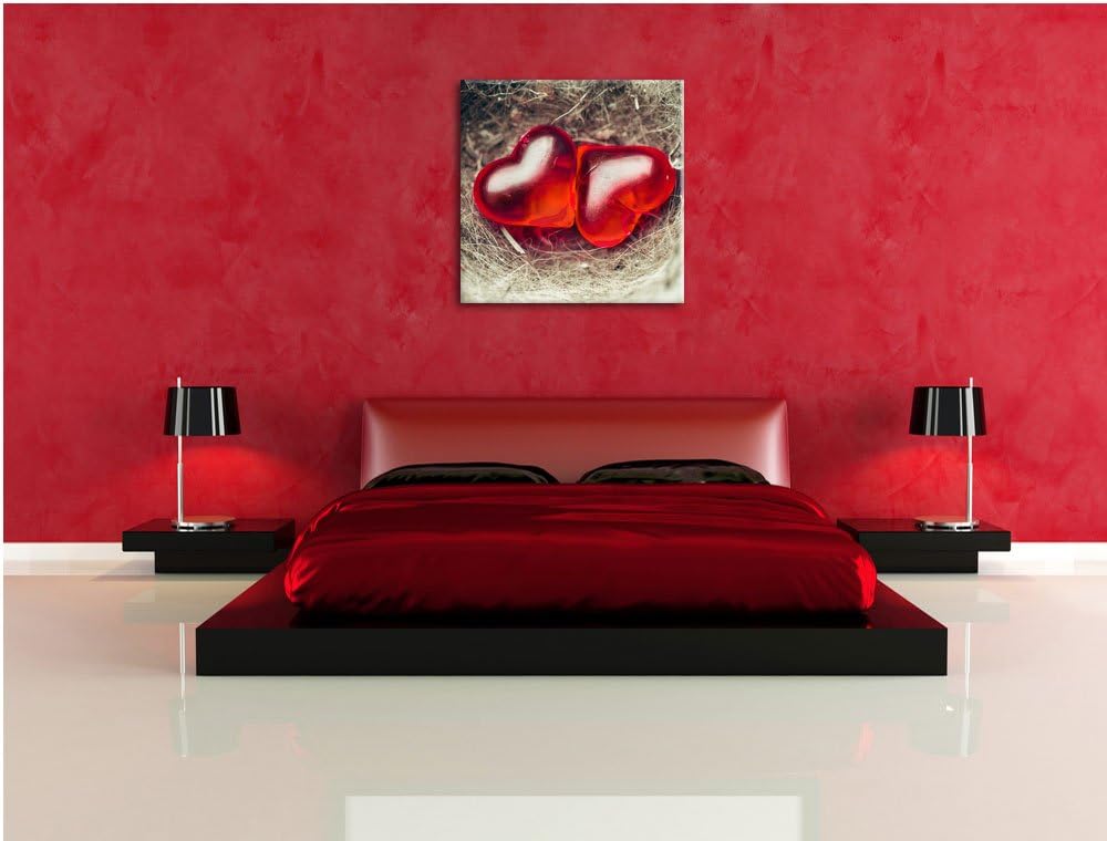 Pixxprint Zwei Herzen, Format: 70x70 auf Leinwand, XXL riesige Bilder fertig gerahmt mit Keilrahmen,