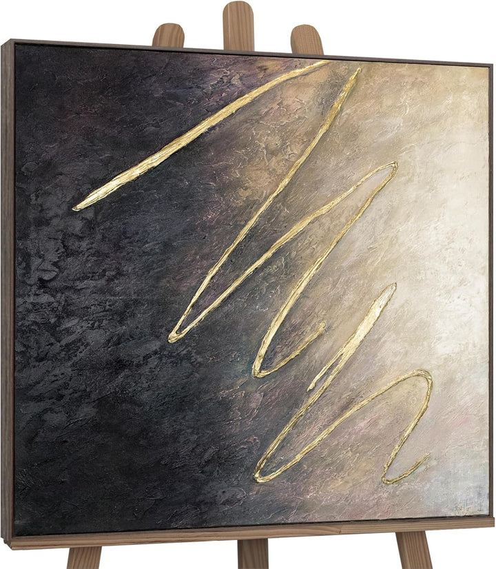 YS-Art Abstrakt Acryl Gemälde auf Leinwand mit Rahmen zwischen den Sternen handgemalt Wandbilder Woh