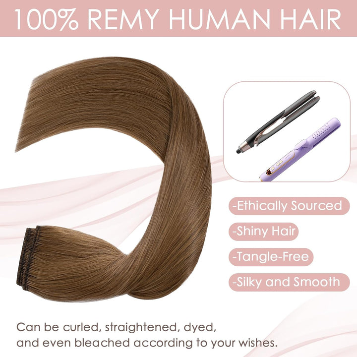 Silk-co Haarteile Echthaar Clip in Extensions Echthaar 1Pc 5Clips Haarverlängerung Weich Natürlich G