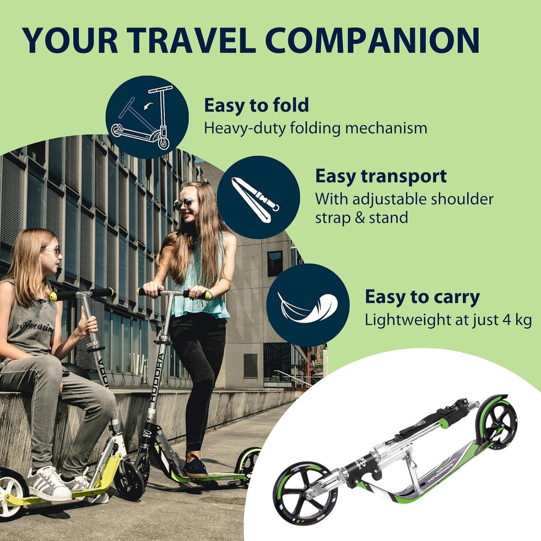 HUDORA BigWheel 205 Scooter - Stabiler Aluminium-Roller - Höhenjustierbarer & zusammenklappbarer Cit