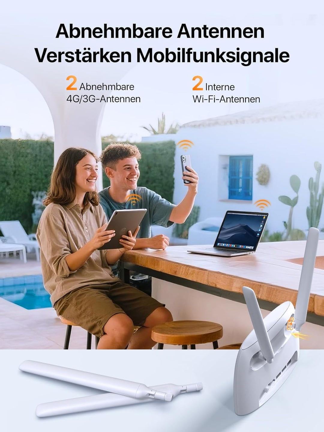 Tenda 4G06 4G VoLTE WLAN Router für SIM Karten (150 Mbit/s im Download, 50 Mbit/s im Upload, 300 Mbi