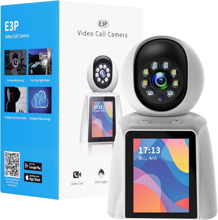 OKYUK Überwachungskamera Innen, 3MP Zwei Wege Video Innenkamera mit 2.8 Zoll Bildschirm, 2K Kamera Ü