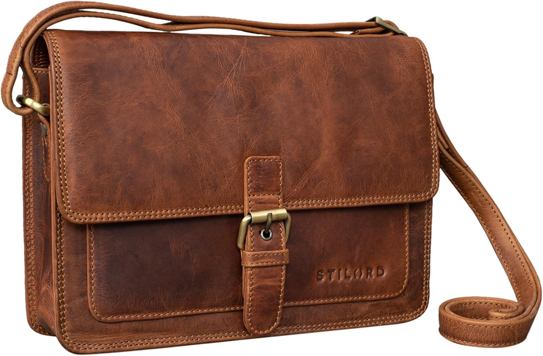 STILORD 'Liv' Damentasche Leder Handtasche Umhängetasche klein Frauen Ausgehtasche Schultertasche Vi