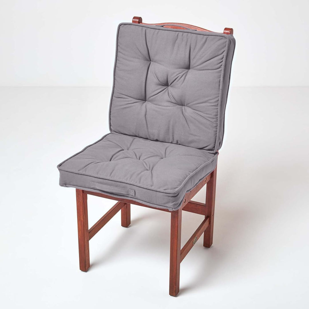 Homescapes Faltbares Reisekissen 50x50 cm dunkelgrau, Auto-Sitzkissen mit Rückenlehne, Klappsitzkiss