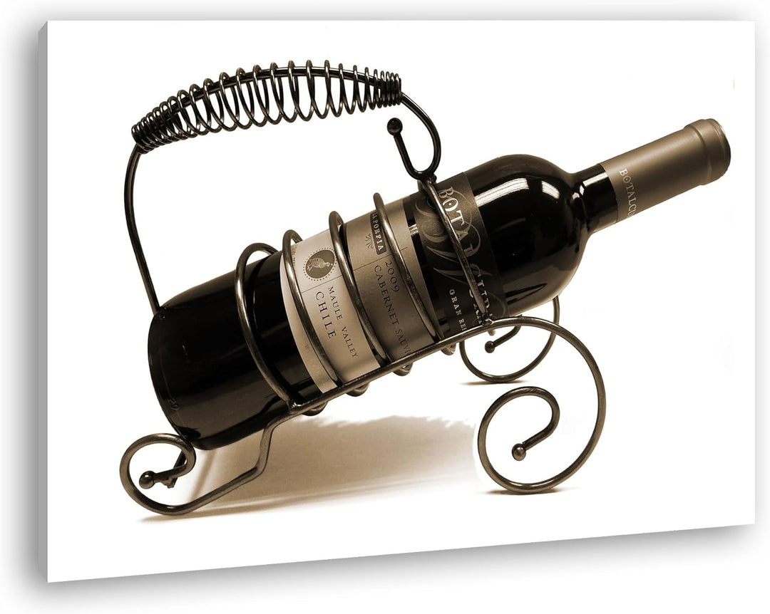 deyoli teure Weinflasche Format: 60x40 Effekt: Sepia als Leinwandbild, Motiv fertig gerahmt auf Echt