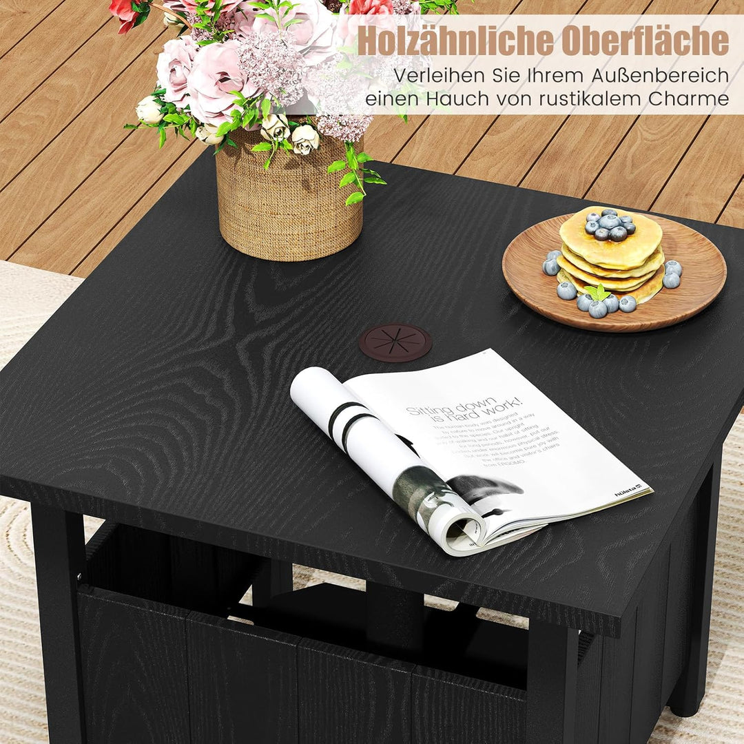 COSTWAY Beistelltisch Outdoor wetterfest, Gartentisch Metall mit Schirmloch & 2 Sandsäcken, Kleiner
