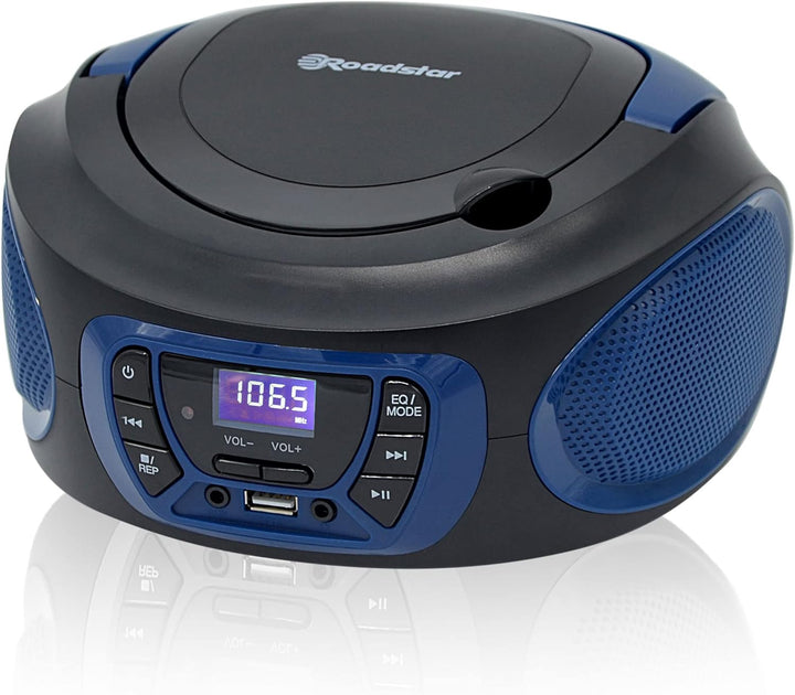 Roadstar CDR-365U/BL Tragbarer Radio-CD-Spieler Digital FM PLL, Boombox-CD-Spieler, CD-R, CD-RW, CD-