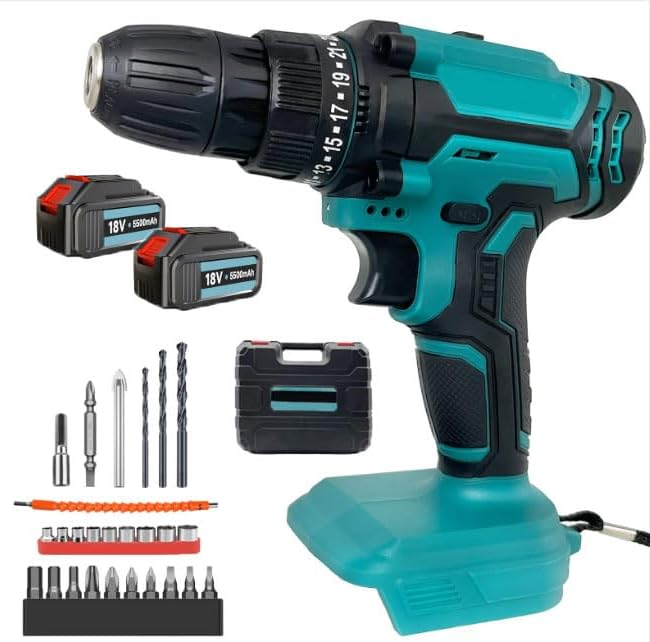 Akku Schrauber, kompatibel mit Makita, Mit 2 x 5500mAh Akkus, 420 N.M Max Akku Bohrmaschine, 21v Dre