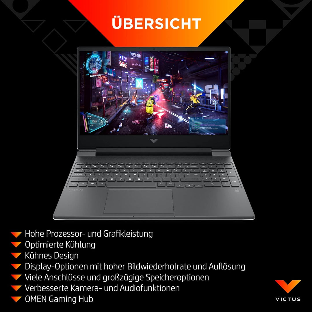 HP Victus Gaming Laptop, 15.6 Zoll FHD Display 144Hz, Intel Core i5-13420H, 16 GB DDR4 RAM, 512 SSD,