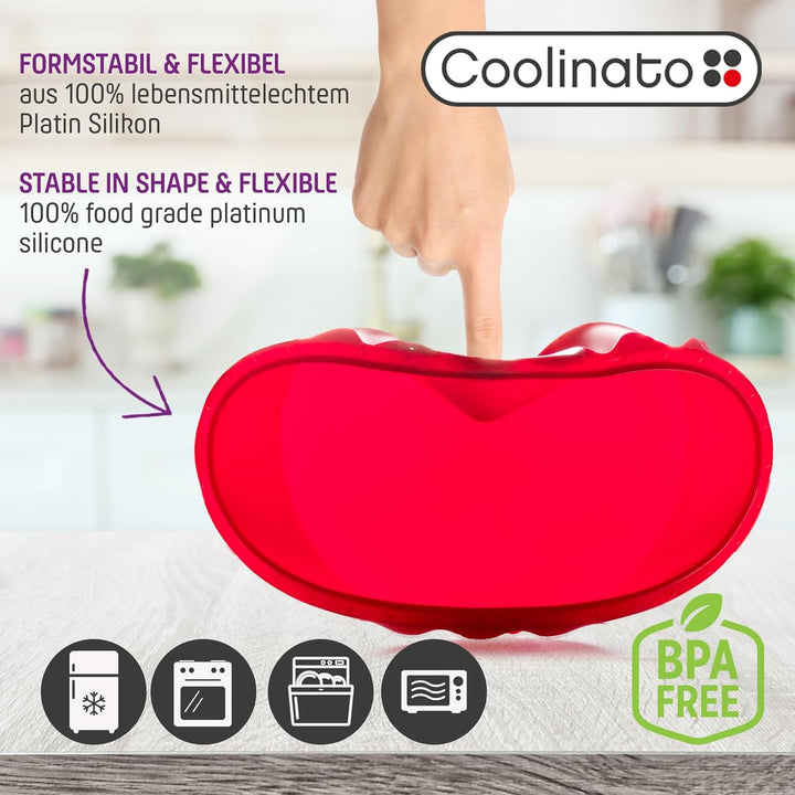 Coolinato 3er Set Silikon Backformen rund 16 cm 20 cm und 26 cm, Rot, Silikonformen zum Backen von K