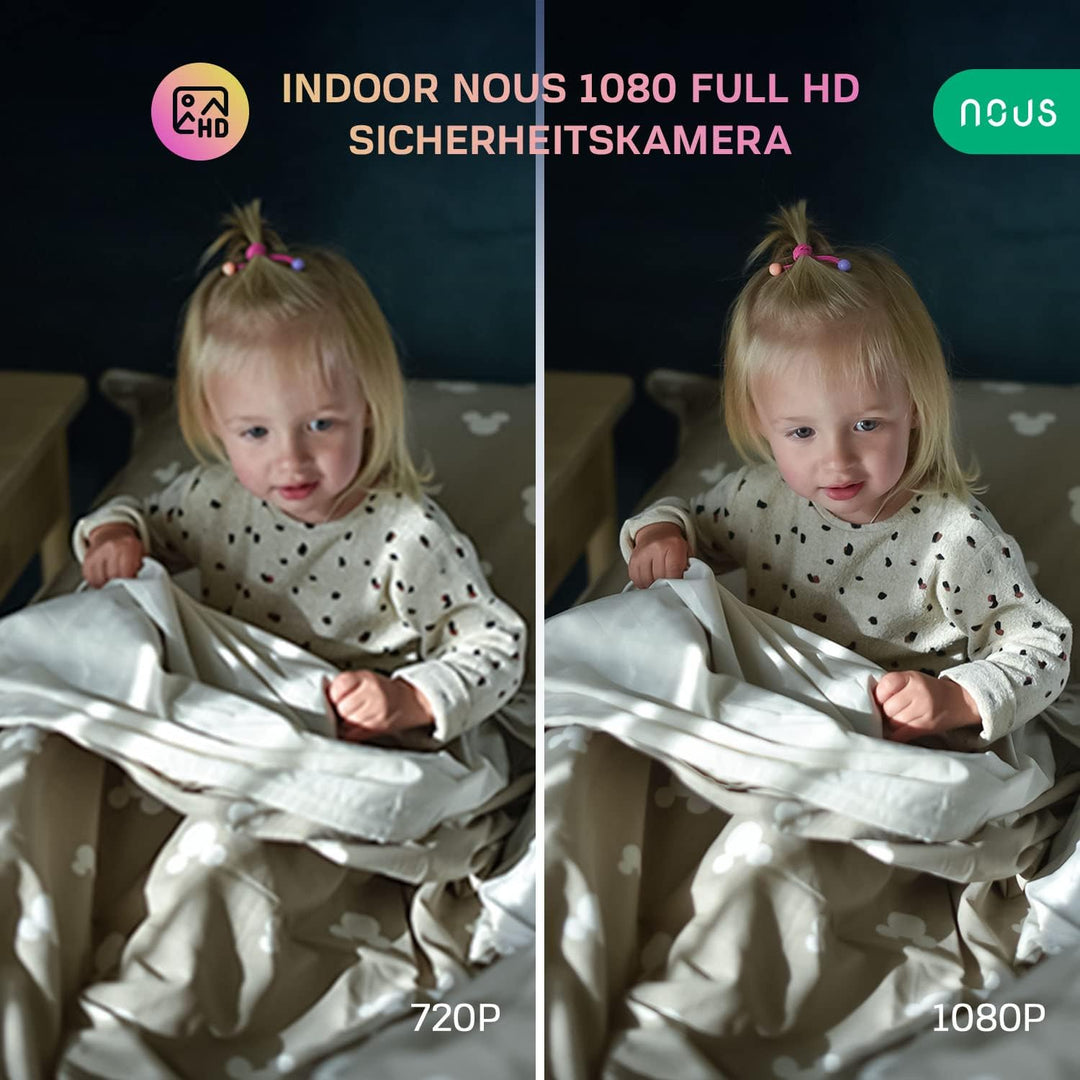 NOUS W2 WiFi Kamera, WLAN Überwachungskamera innen, Hunde Kamera, Baby Kamera, Überwachungskameras,