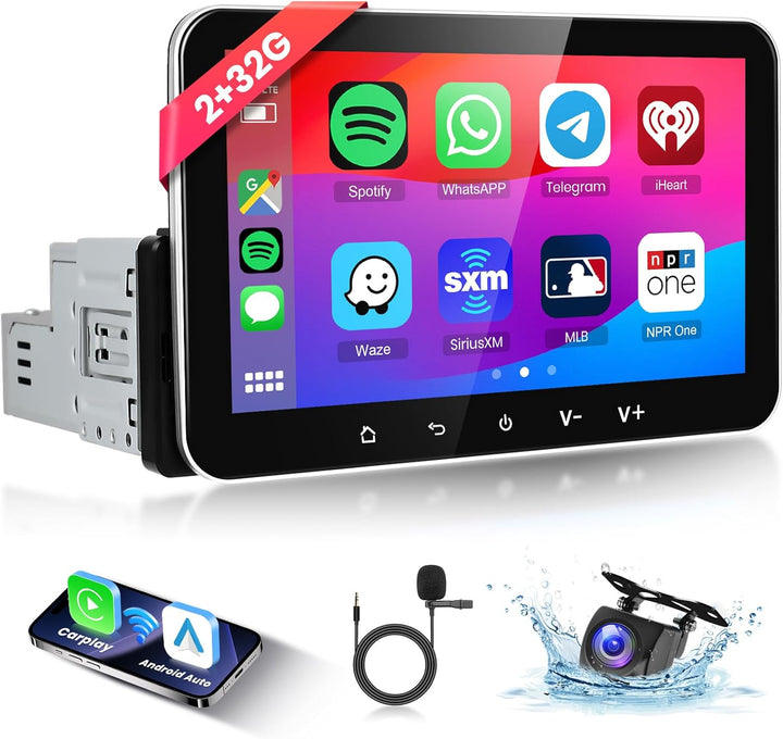 Hodozzy Android Autoradio 1 Din mit Wireless Carplay Android Auto, 7 Zoll Touchscreen Autoradio 1 Di