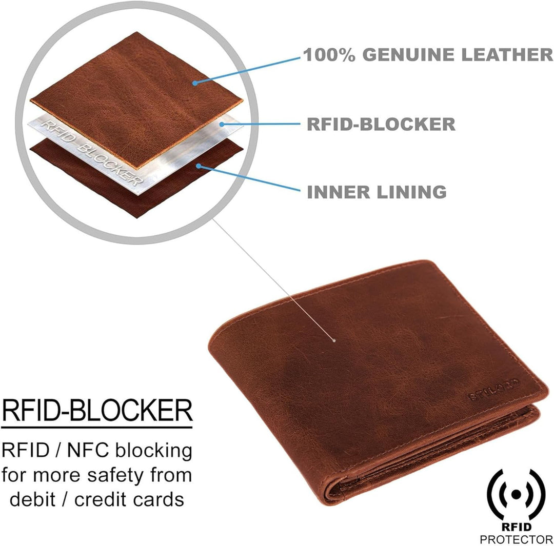 STILORD 'Lewis' Leder Portemonnaie Herren RFID Schutz Geldbörse für Männer viele Karten Fächern Brie
