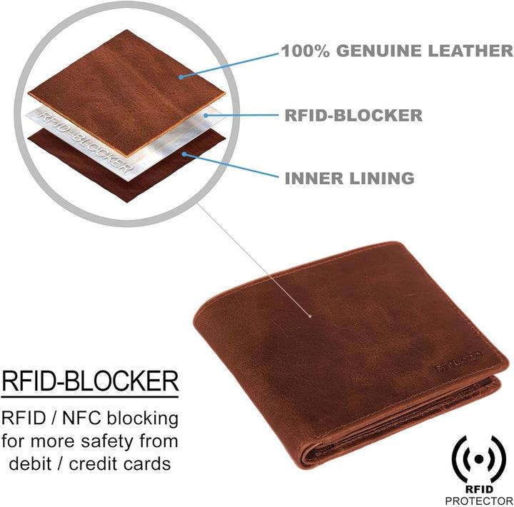 STILORD 'Lewis' Leder Portemonnaie Herren RFID Schutz Geldbörse für Männer viele Karten Fächern Brie