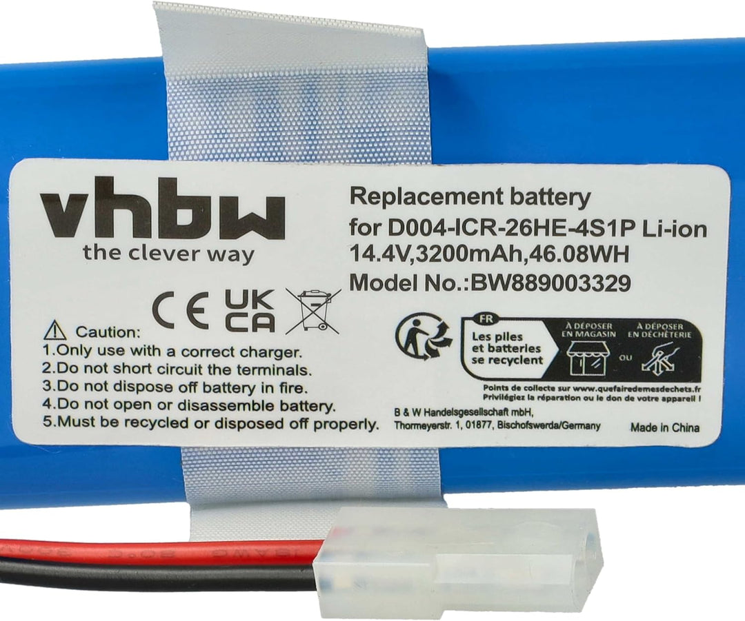 vhbw 1x Akku kompatibel mit 360 S6 Saugroboter (3200 mAh, 14,4 V, Li-Ion)