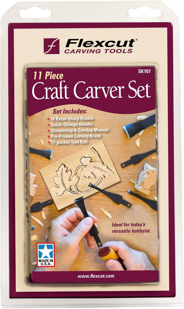 Flexcut, Schnitzmesser, Eleven Piece Craft Carver Set, Hobbimesser, Carving, Messer für Bastler, bra